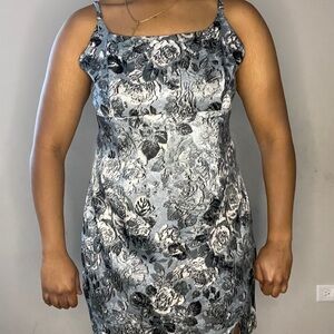 Wild Fable Floral Mini Dress - Black and Gray